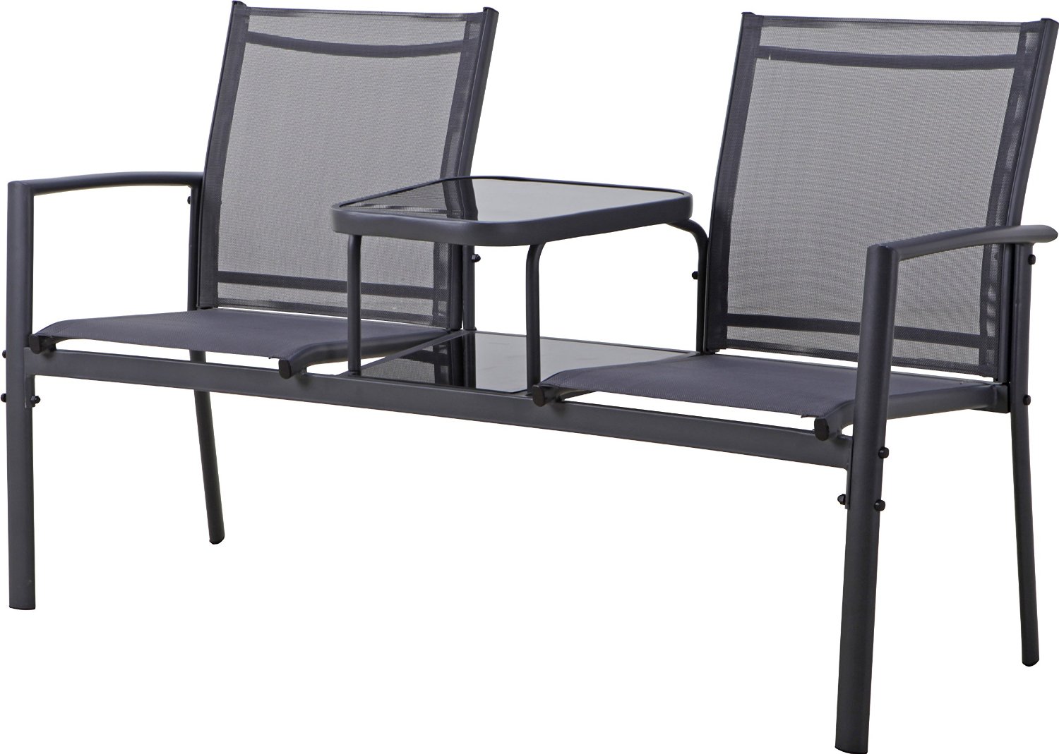 Moderne Gartenbank Metall Glastisch