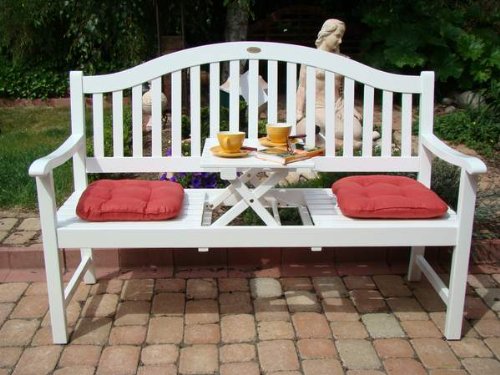 Gartenbank Mit Integriertem Tisch Weiß Holz Eukalyptus