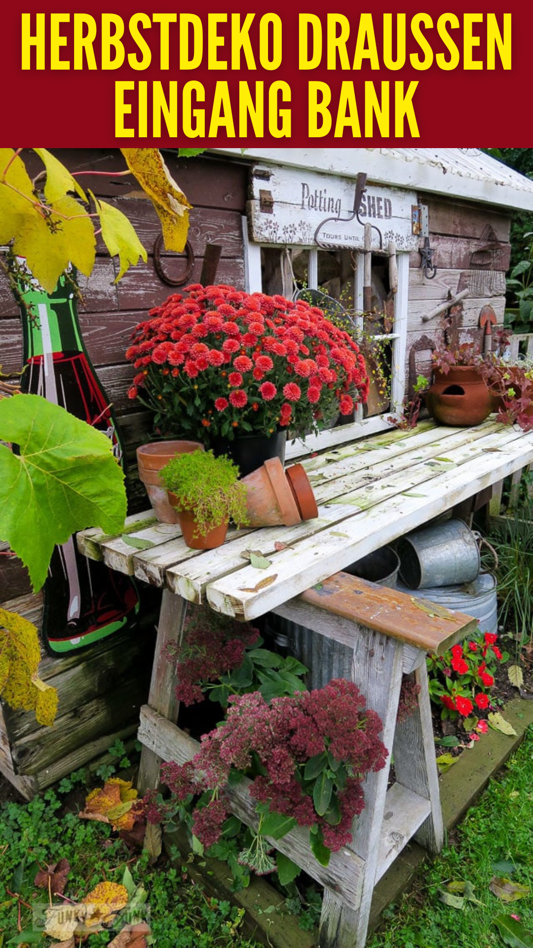 Herbstdeko draußen am Eingang: Wie Sie Ihre Bank perfekt in Szene setzen!