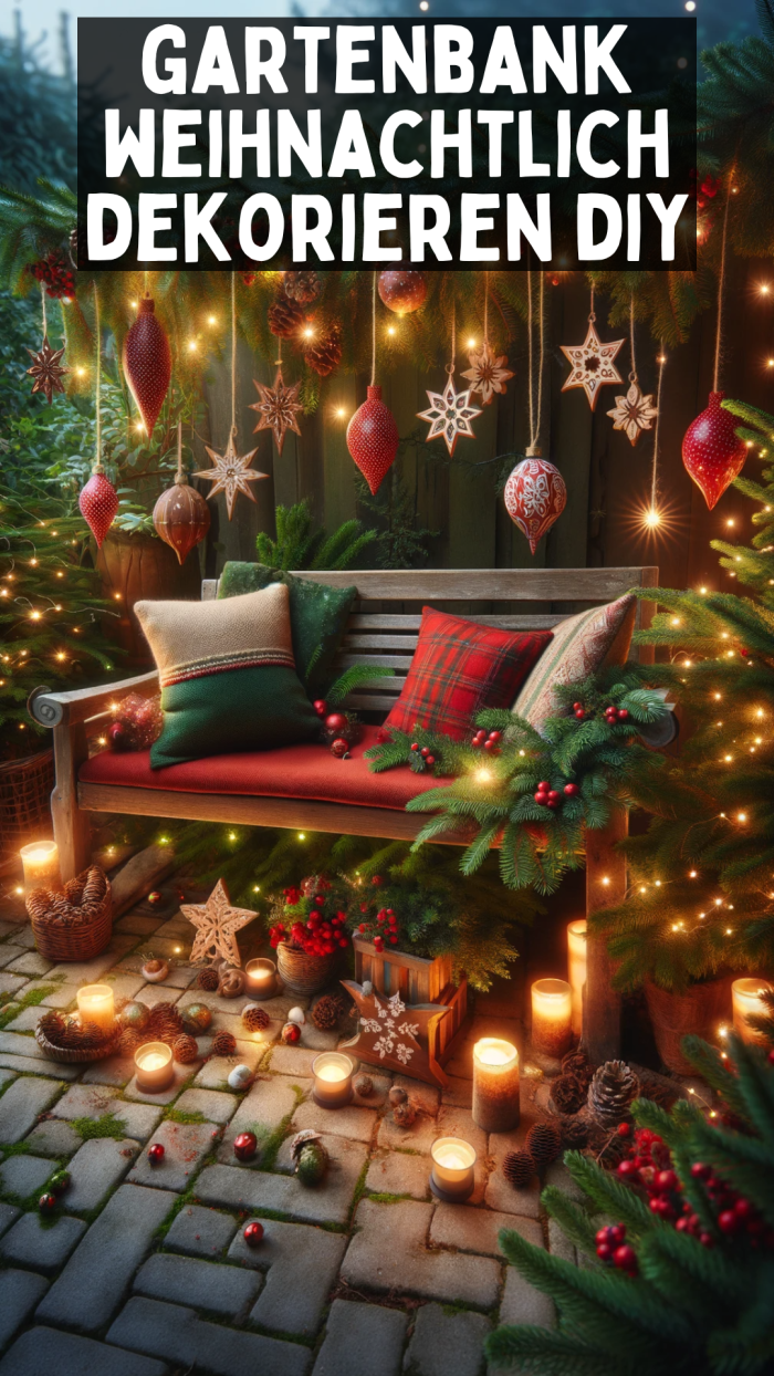 gartenbank weihnachtlich dekorieren diy