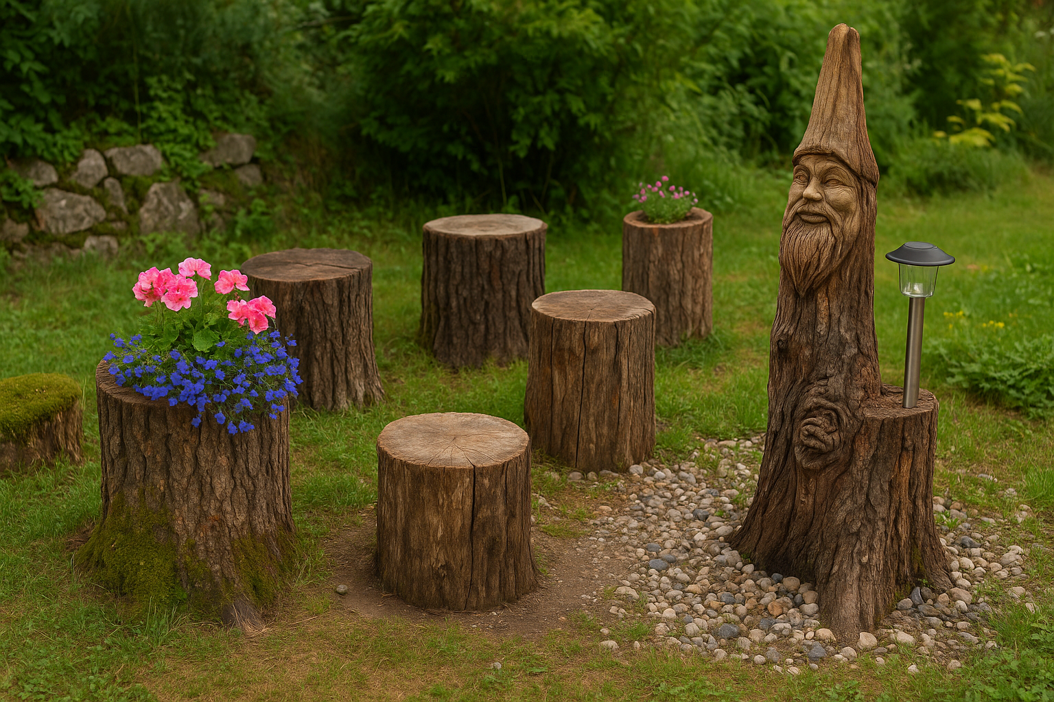 So machst du aus alten Holzstämmen traumhafte Gartendeko