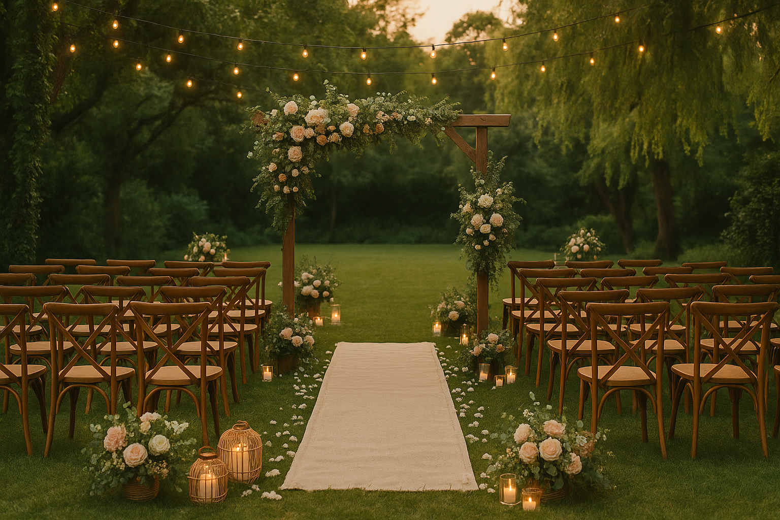 Diese romantische Garten Hochzeit Deko Inspiration lässt selbst den Himmel kurz stehen bleiben