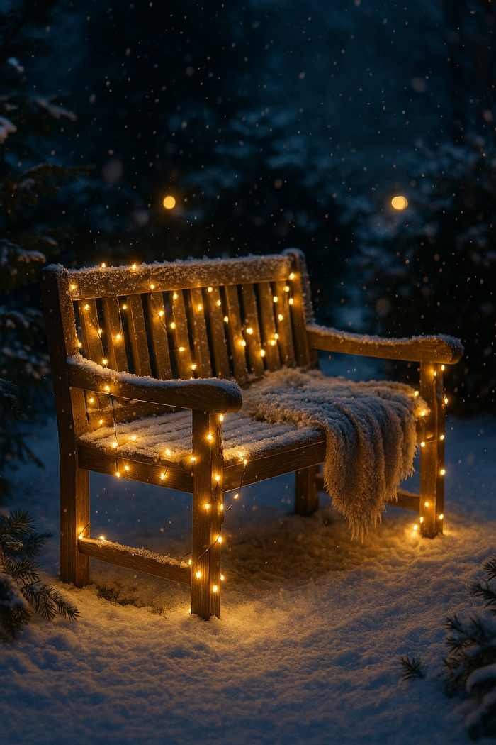 Gartenmöbel mit Lichterketten umwickeln