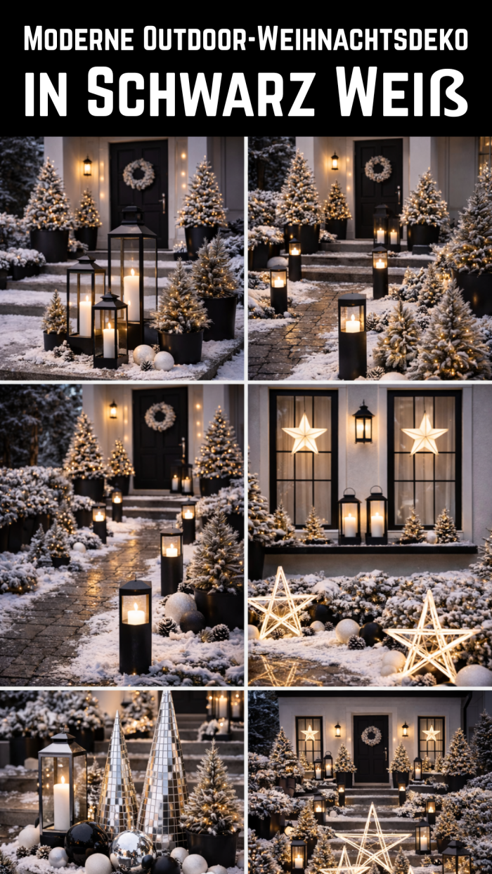 Moderne Outdoor-Weihnachtsdeko
in Schwarz Weiß