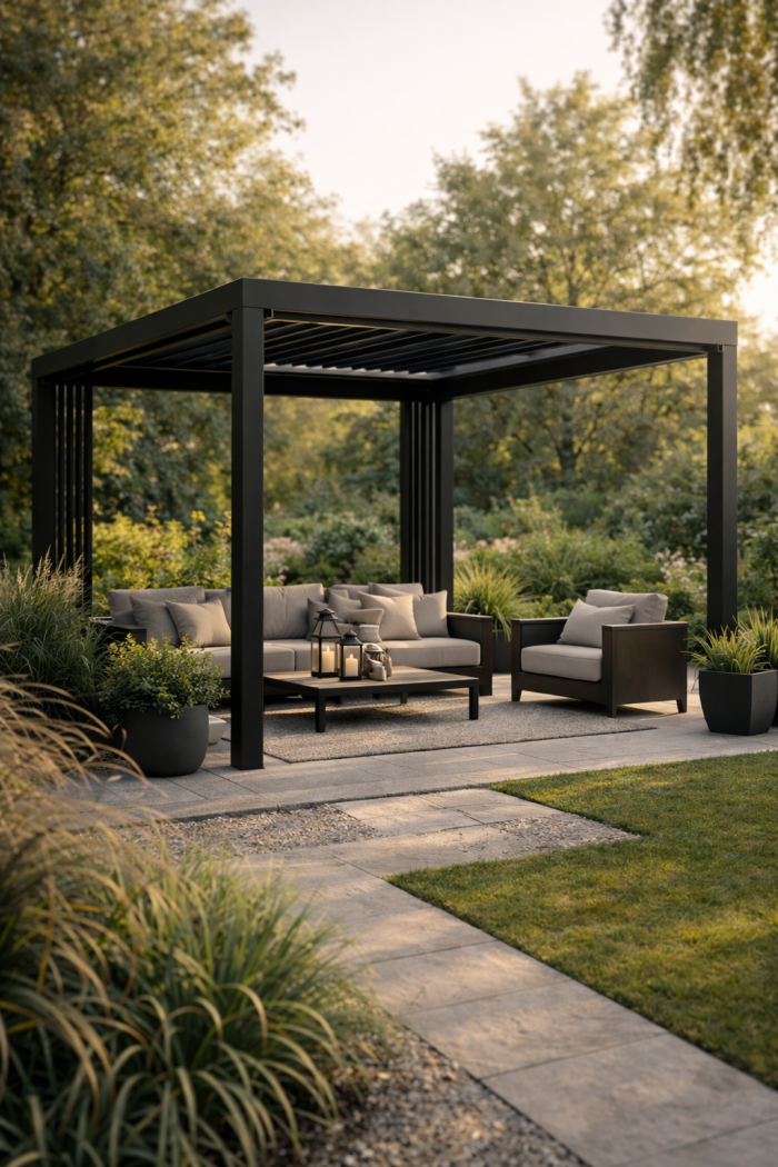 Platz 2 – Der moderne garten pavillon aus Metall minimalistisch stilvoll langlebig