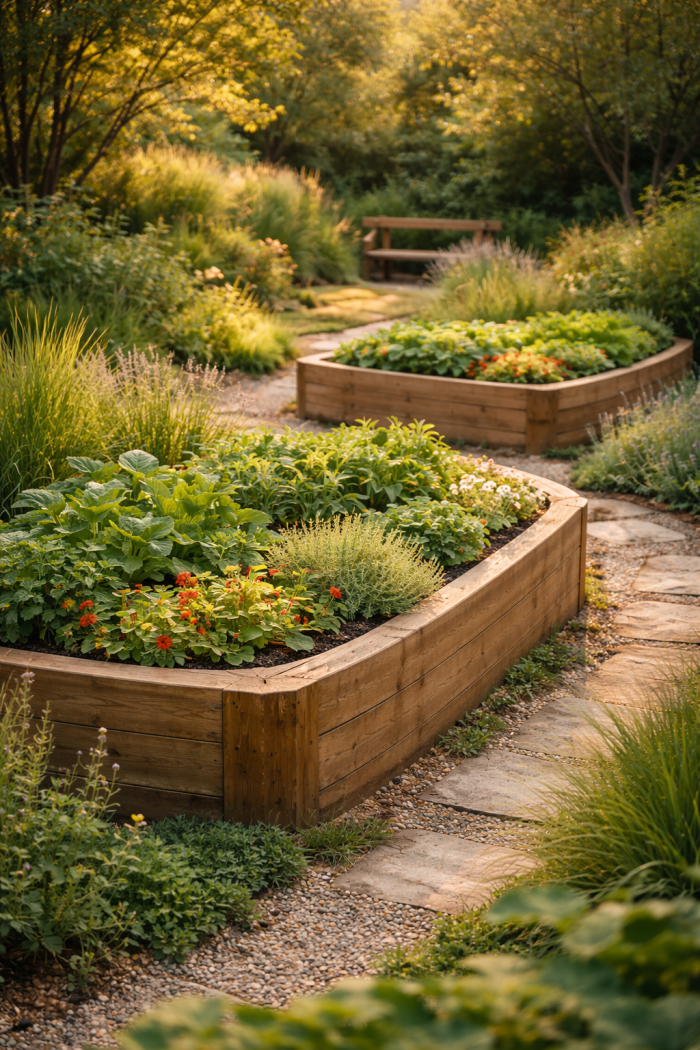 Platz 2 – Moderne Hochbeete Gartengestaltung mit klaren Linien und Struktur 