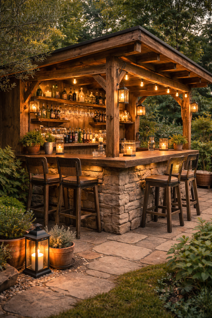 Platz 3 – Die rustikale Gartenhaus Bar mit Hüttenflair