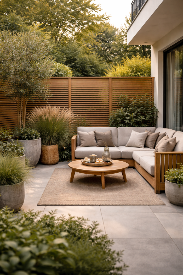 Platz 2 Sichtschutz Terrasse aus Holz warm modern und stilvoll