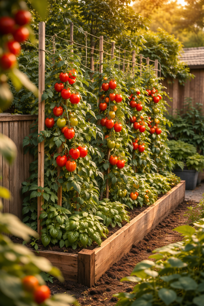 Platz 2 Tomaten Garten mit vertikalem Anbau für kleine Flächen