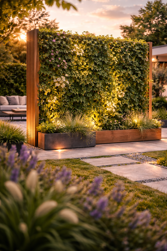 Platz 2 Trennwand Garten mit Pflanzen für lebendige Natürlichkeit