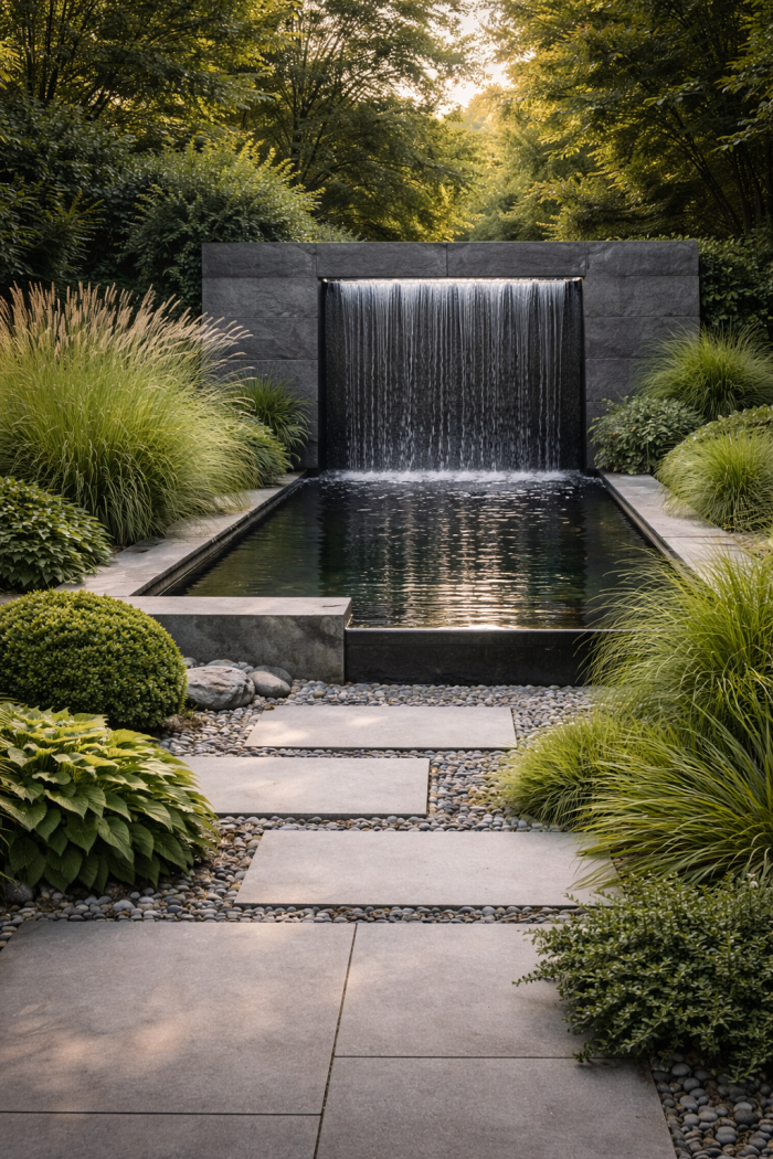 Platz 2 Wasser im Garten als moderner Wasserspiel Brunnen und Wasserwand