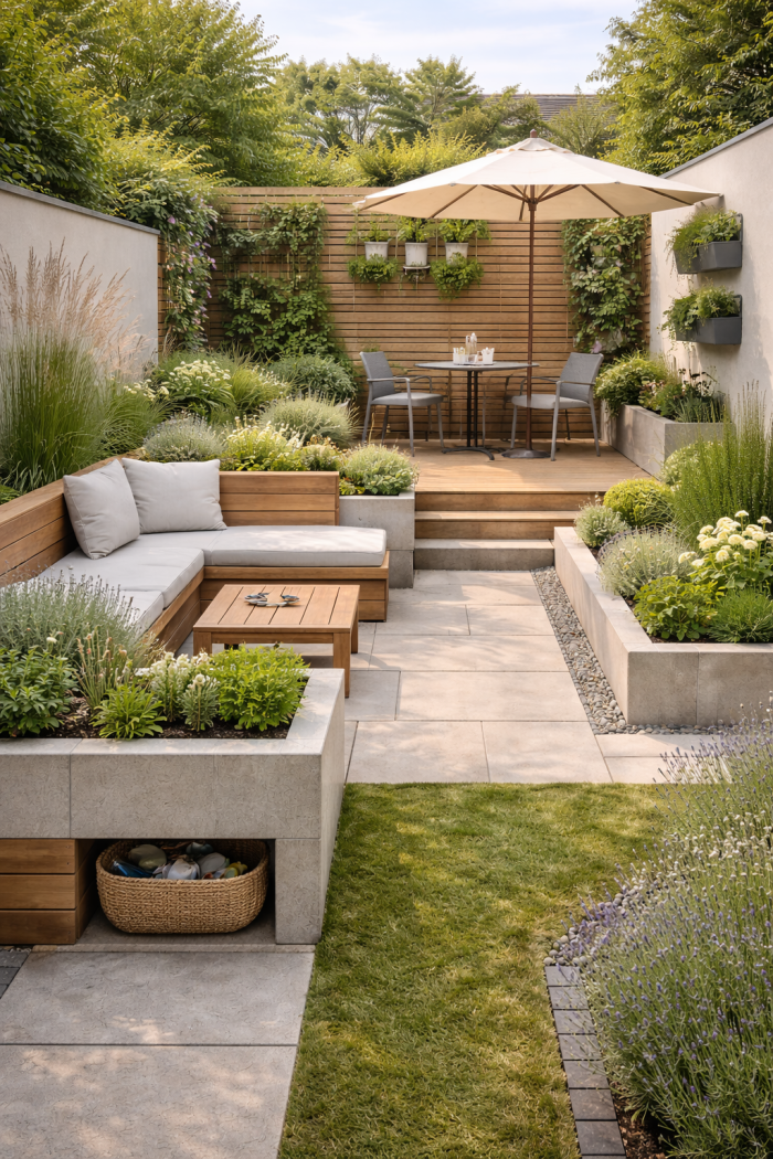 Platz 3 Gartengestaltung Ideen kleiner Garten mit multifunktionalen Zonen