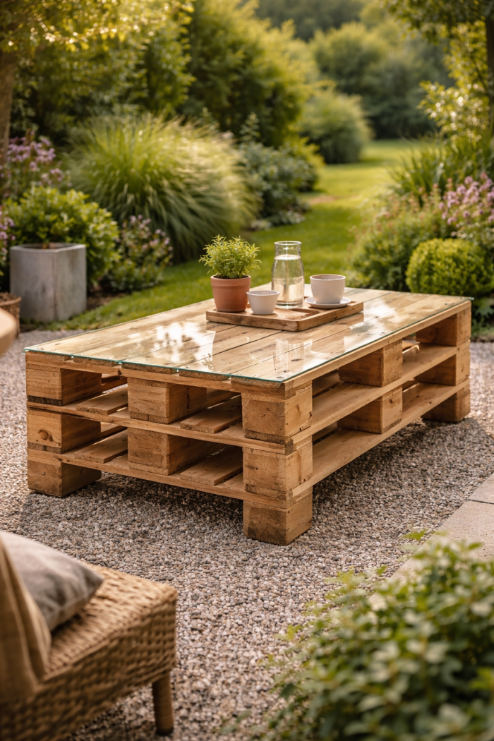 Platz 3 Gartentisch selber bauen aus Paletten kreativ günstig und überraschend vielseitig