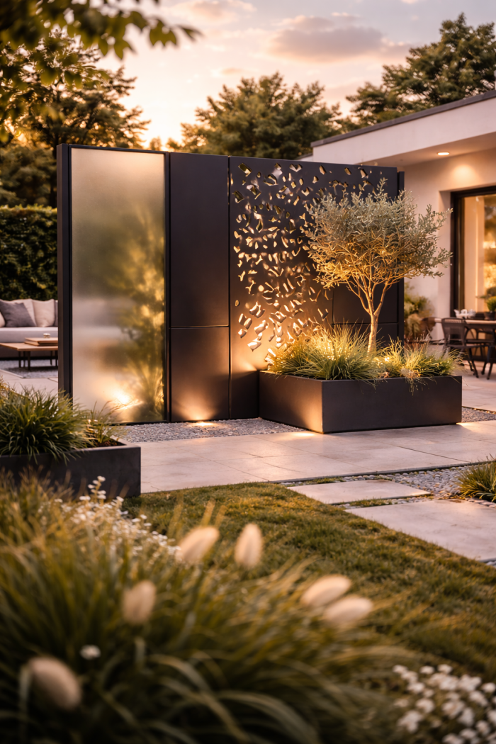 Platz 3 Moderne Trennwand Garten aus Metall oder Glas für minimalistischen Chic