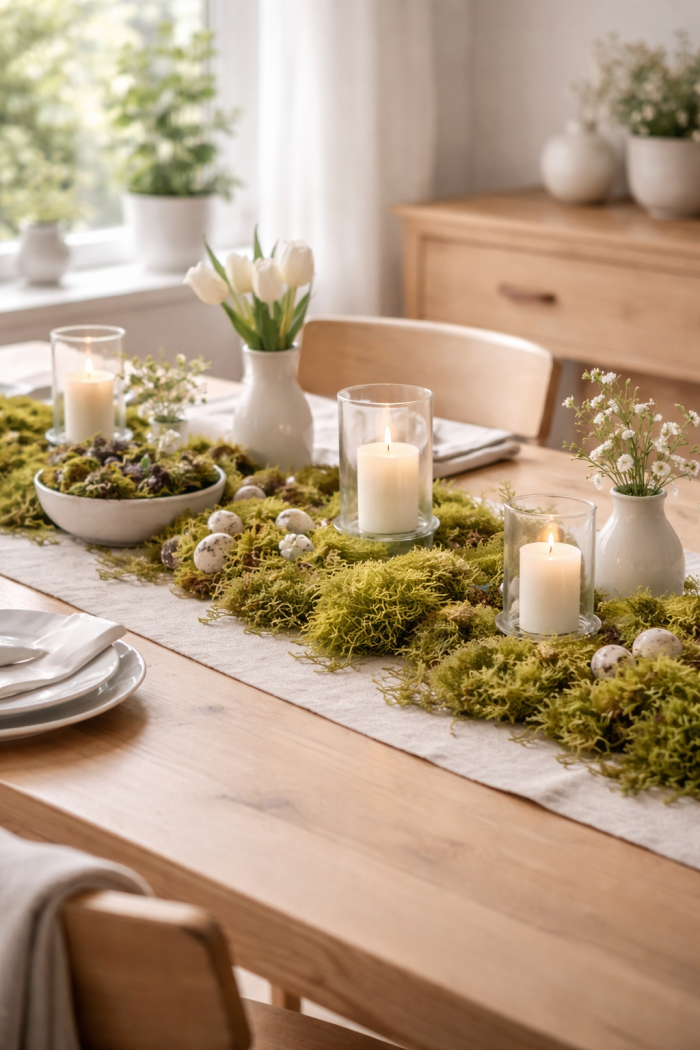 Platz 3 – Moos Dekoration Frühling als Tischdeko mit natürlicher Leichtigkeit 