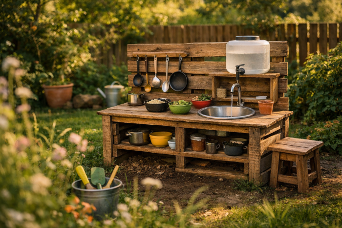 Die 3 besten matschküche diy Ideen die Kinder draußen stundenlang beschäftigen