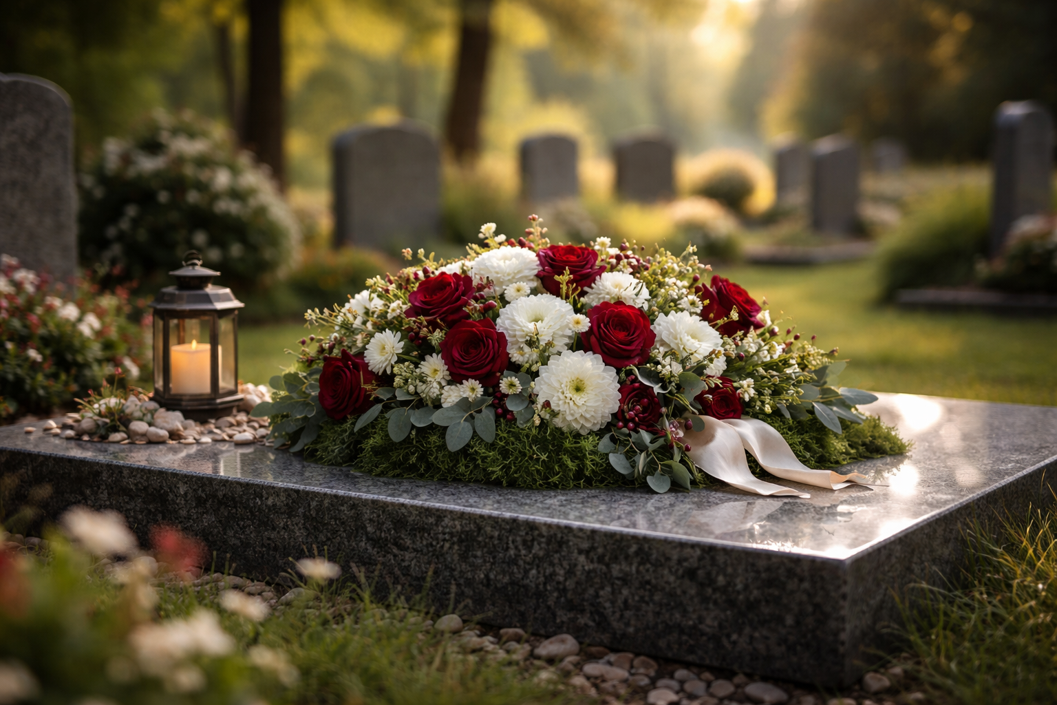 Elegantes Kunstblumen Gestecke Fr Friedhof Bild