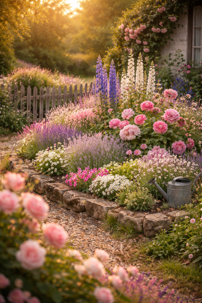 Platz 1 Blumenbeet gestalten im romantischen Landhausstil