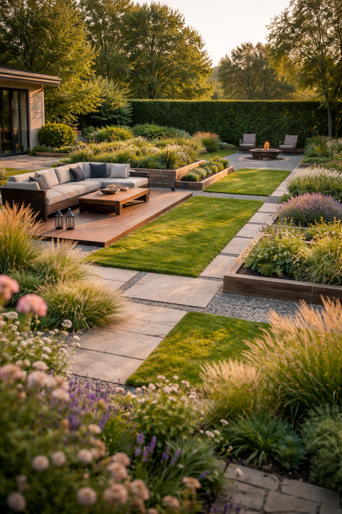 Platz 1 Garten Grundriss mit klarer Zonenaufteilung