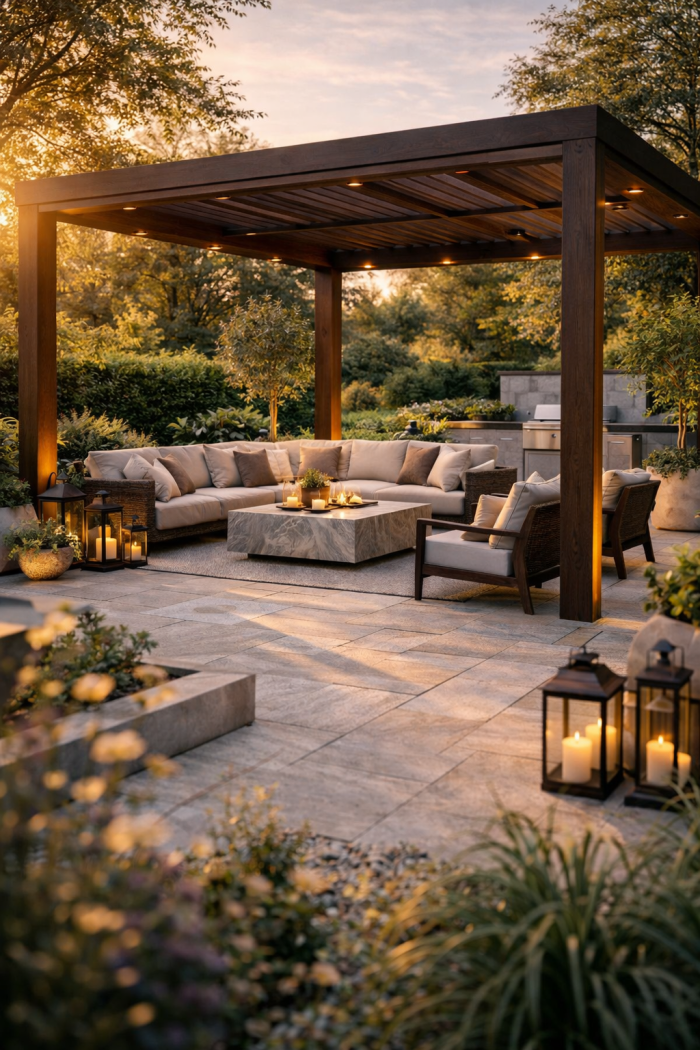 Platz 1 Luxus Terrasse mit Pergola als stilvolles Outdoor-Wohnzimmer