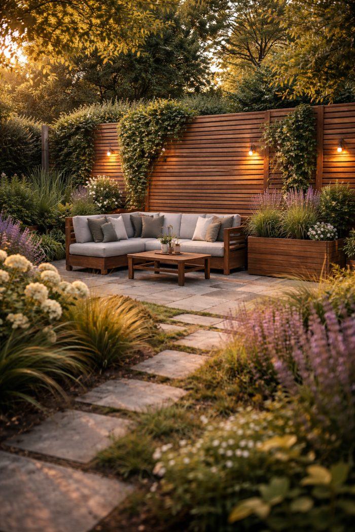 Platz 1 Sichtschutzwand Garten aus Holz mit modernem Design