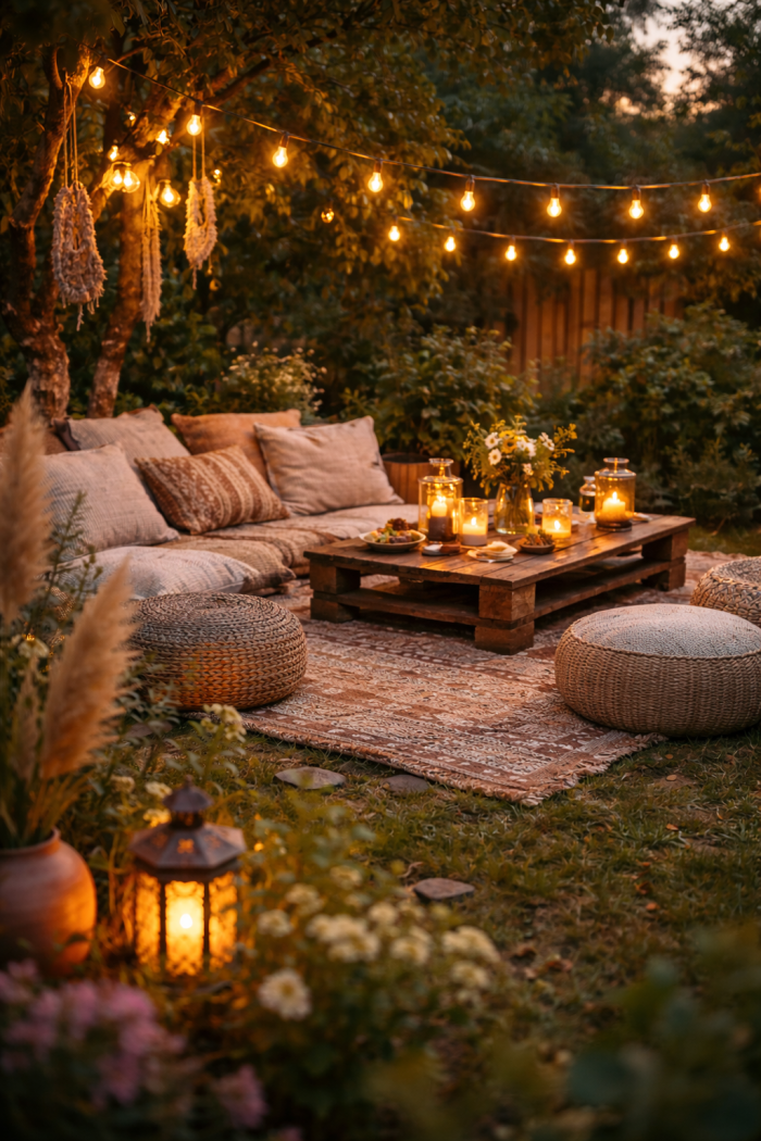 Platz 1 Sommer Party Garten als gemütliche Boho Garten Lounge