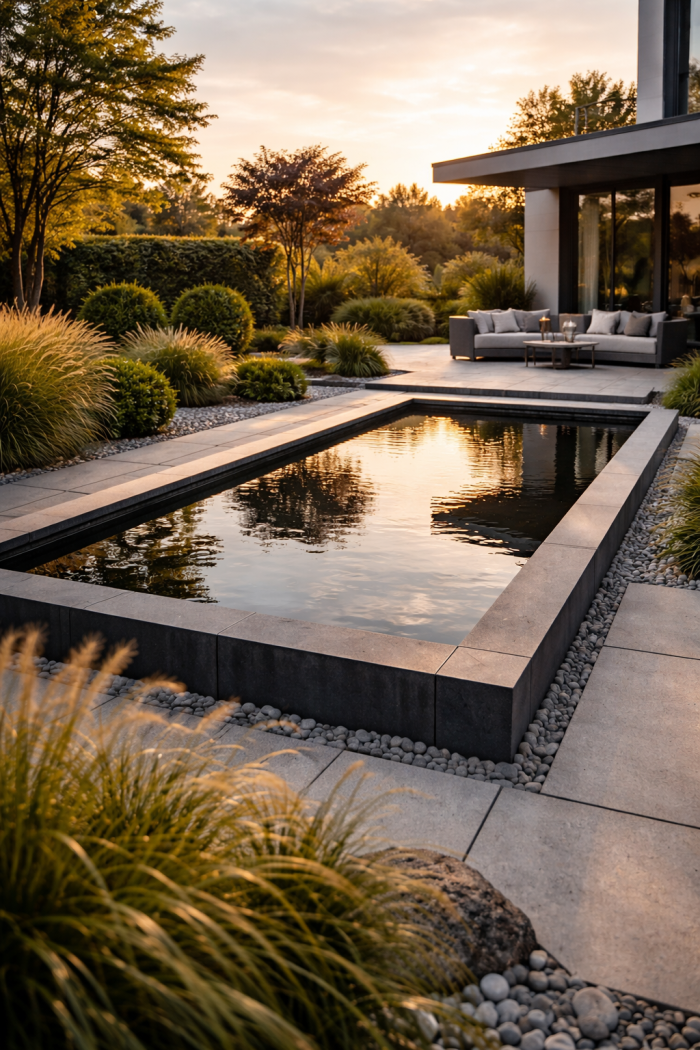 Platz 1 Wasserbecken Garten modern minimalistisch als Design Highlight