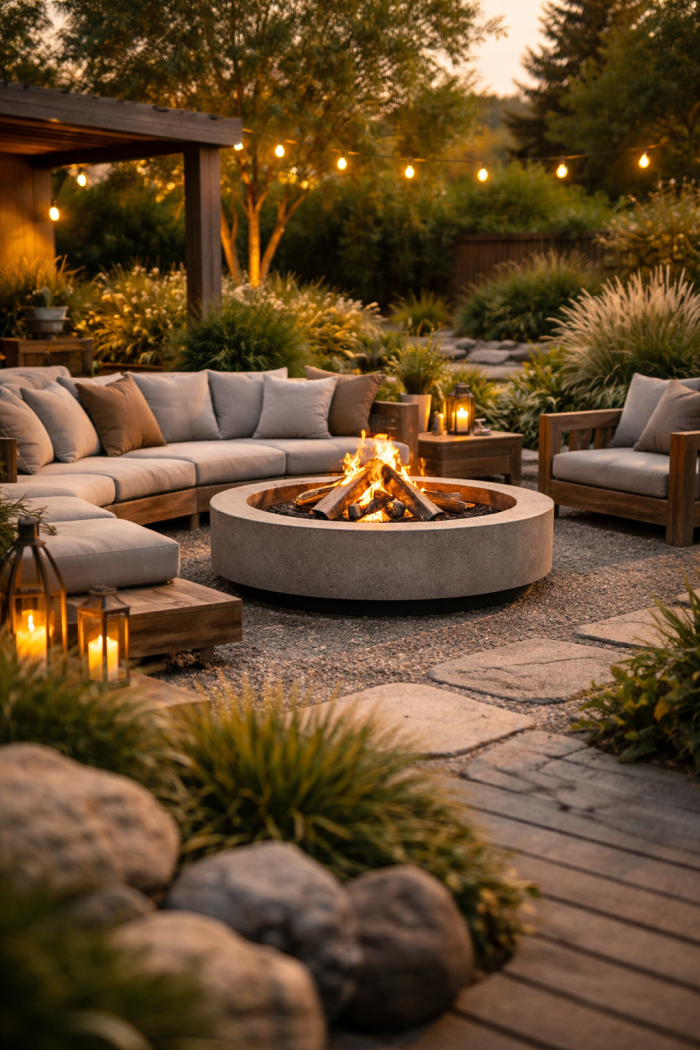 Platz 1 feuerstelle garten als moderne Lounge Oase