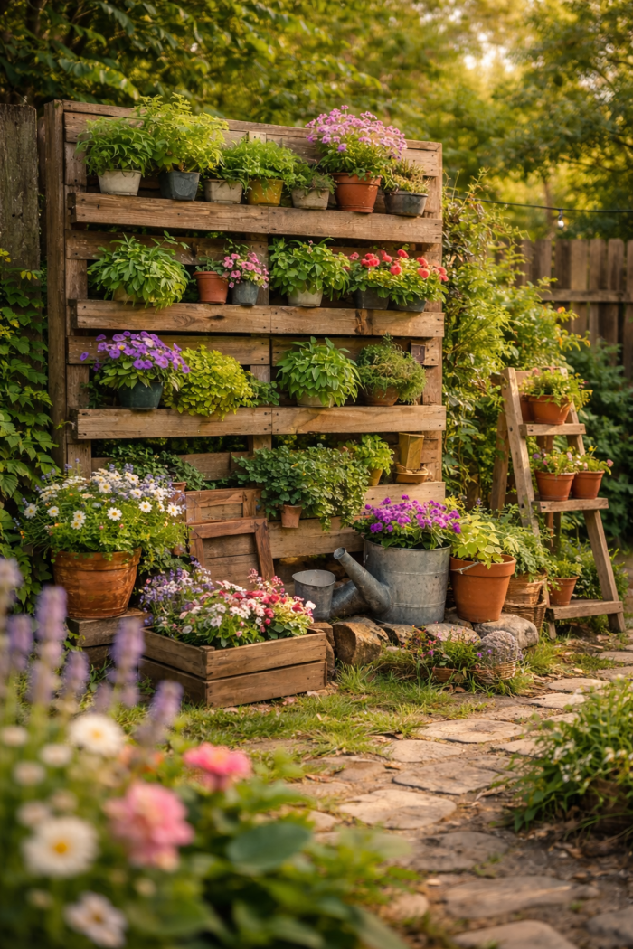 Platz 1 kreative garten ideen diy mit vertikalem Garten aus recycelten Materialien