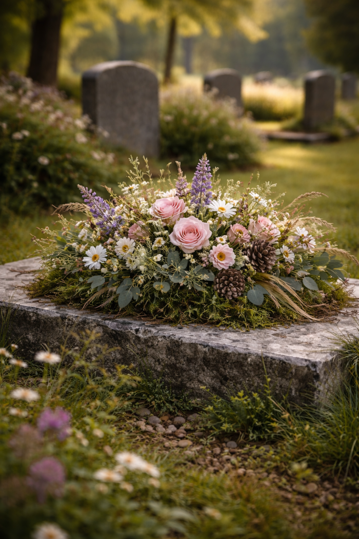 Platz 2 Grab Gestecke im natürlichen Gartenstil 