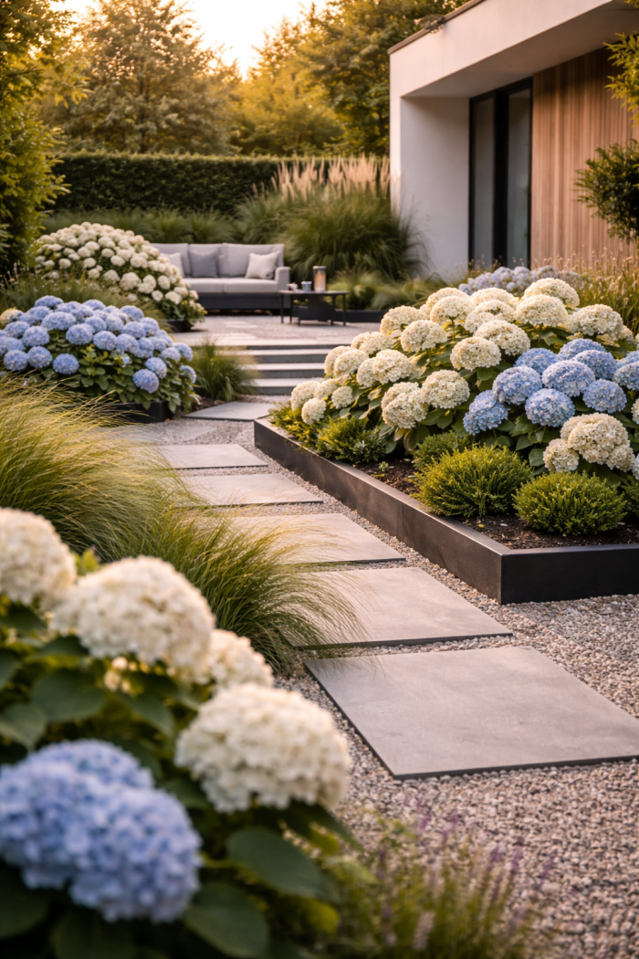 Platz 2 Moderner minimalistischer Hortensien Garten