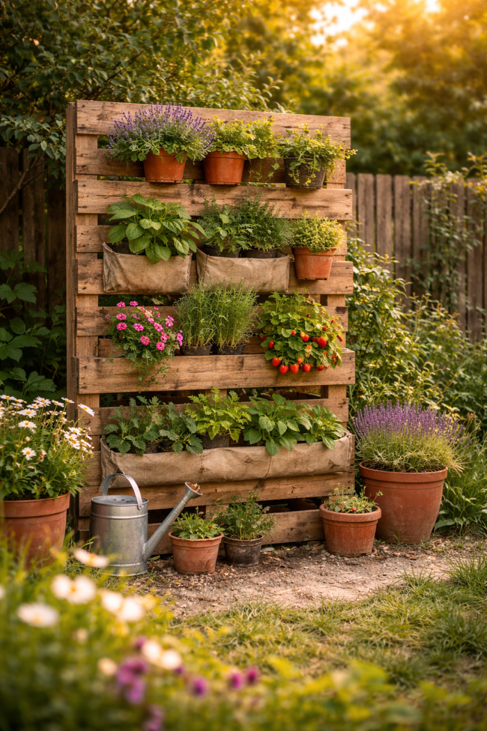 Platz 2 Paletten Ideen Garten für vertikale Pflanzenwände