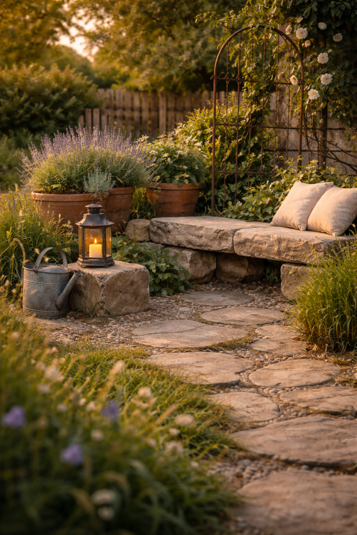 Platz 2 Rustikale Gartendekoration mit Metall und Stein für zeitlose Beständigkeit