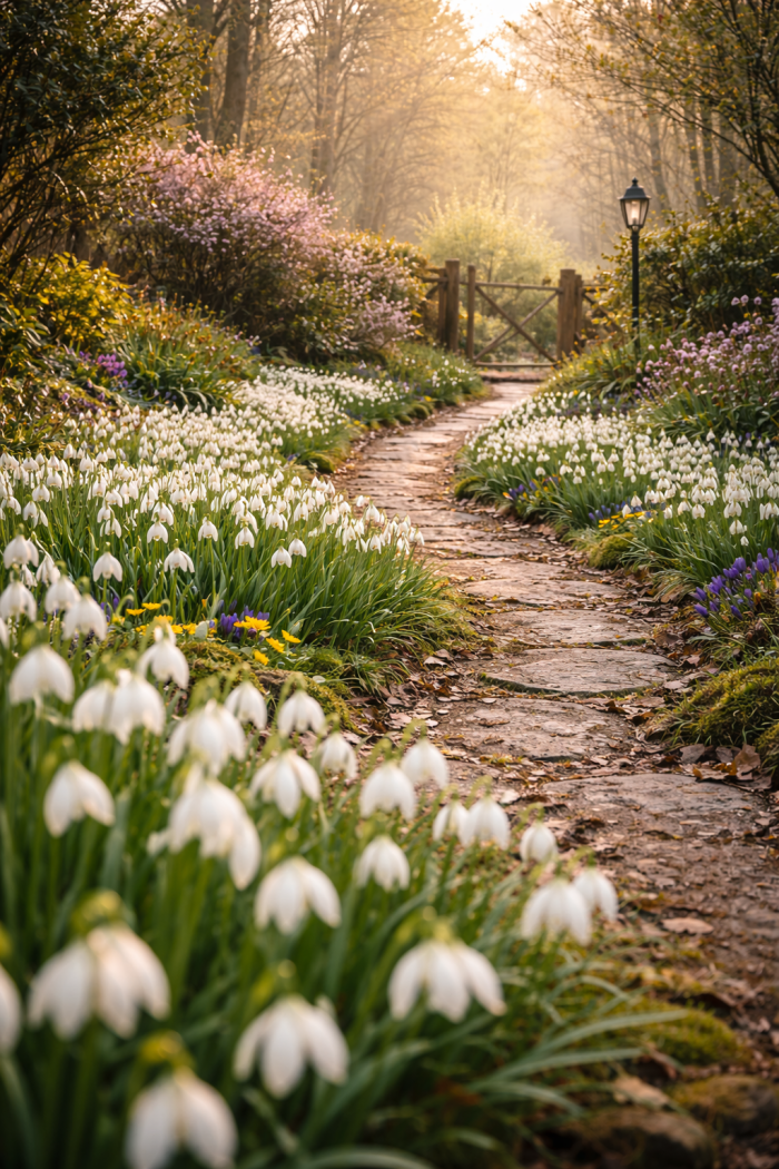 Platz 2 Schneeglöckchen Garten Ideen für romantische Gartenwege