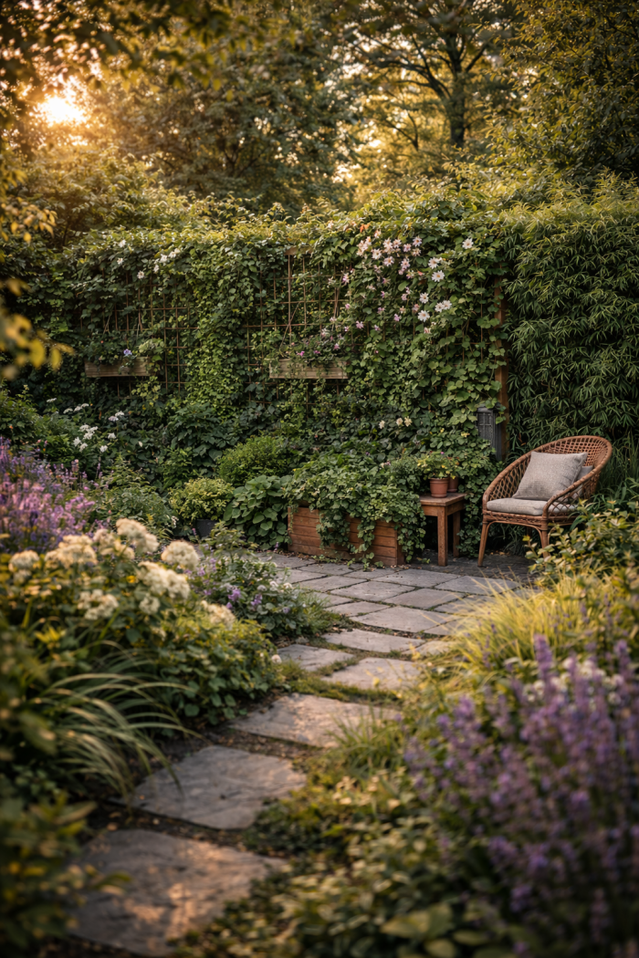 Platz 2 Sichtschutzwand Garten mit Pflanzen als natürlicher Sichtschutz