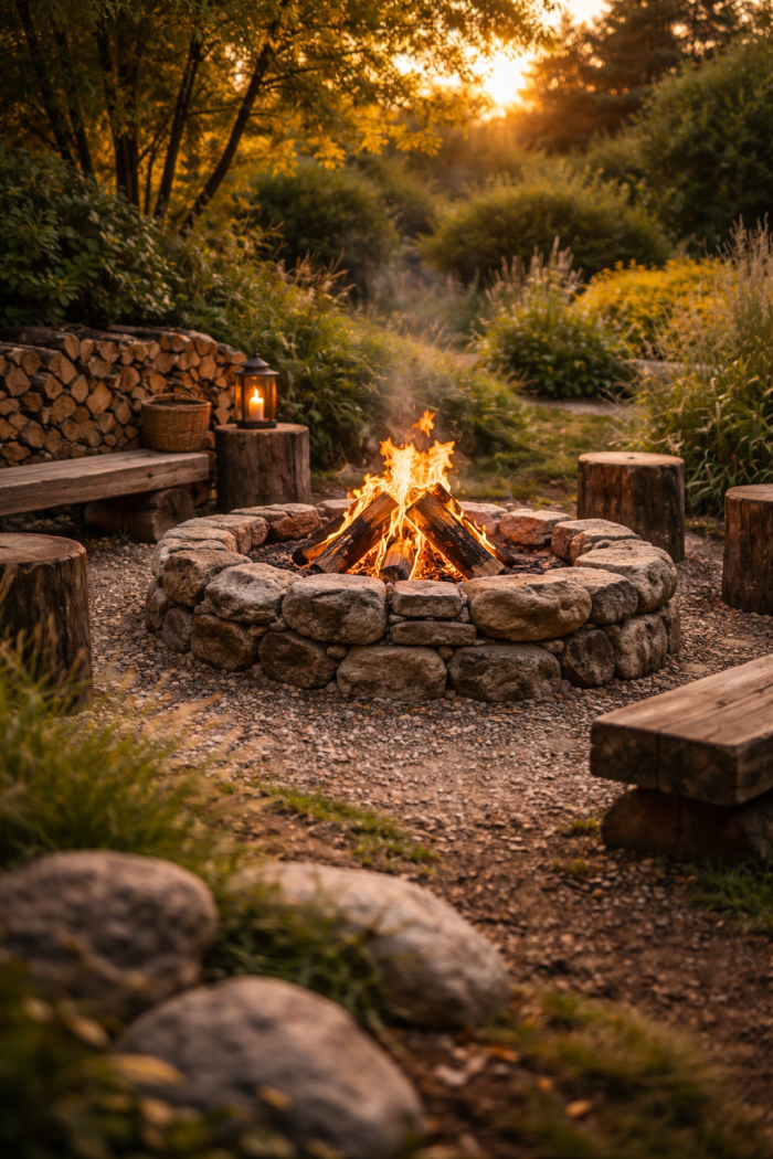 Platz 2 feuerstelle garten rustikal mit Naturstein