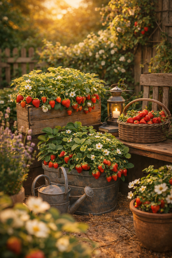 Platz 3 Erdbeeren Garten im dekorativen Landhausstil