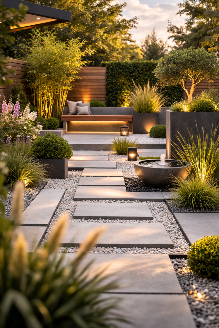 Platz 3 Gartengestaltung Ideen mit moderner minimalistischer Gartenstruktur