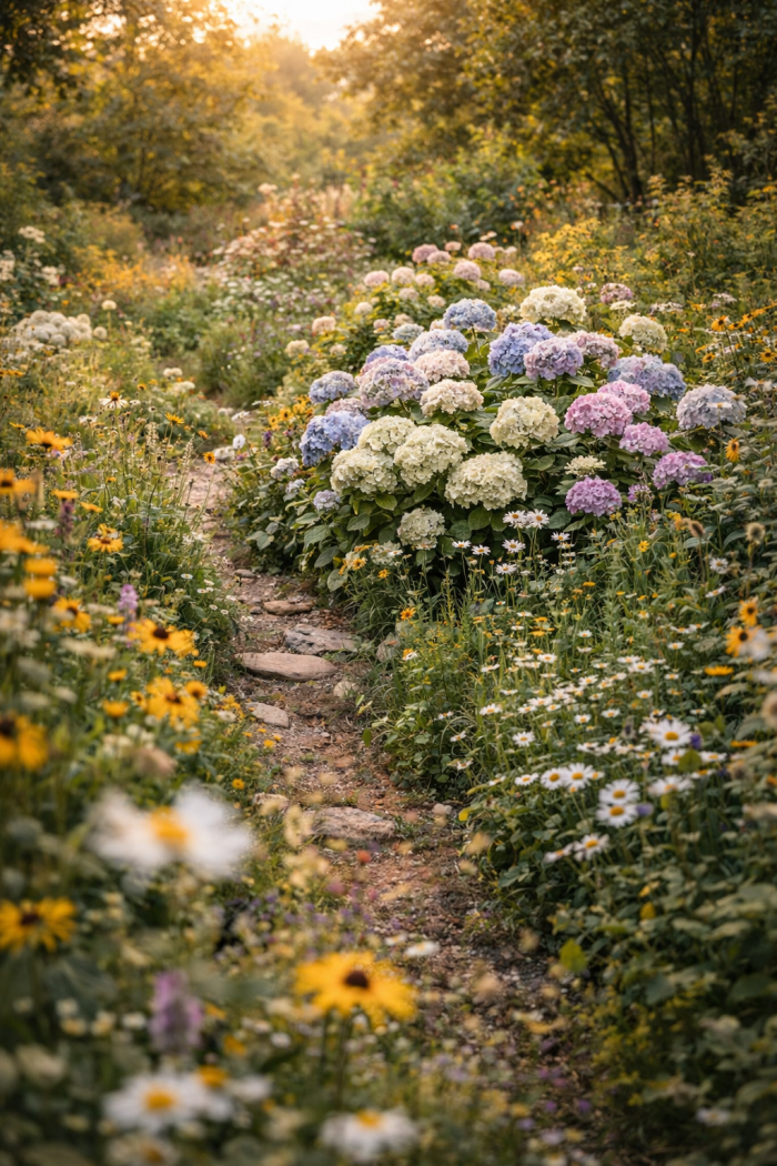 Platz 3 Naturnaher Hortensien Garten im Wildblumen Stil