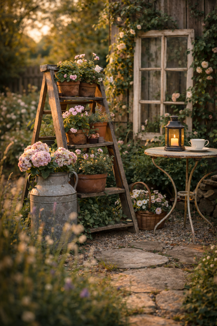 Platz 3 Rustikale Gartendekoration mit Vintage Elementen für nostalgisches Flair