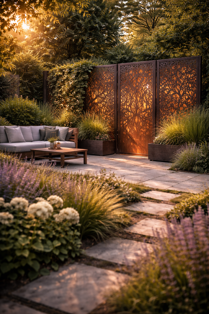 Platz 3 Sichtschutzwand Garten aus Metall für modernes Gartendesign