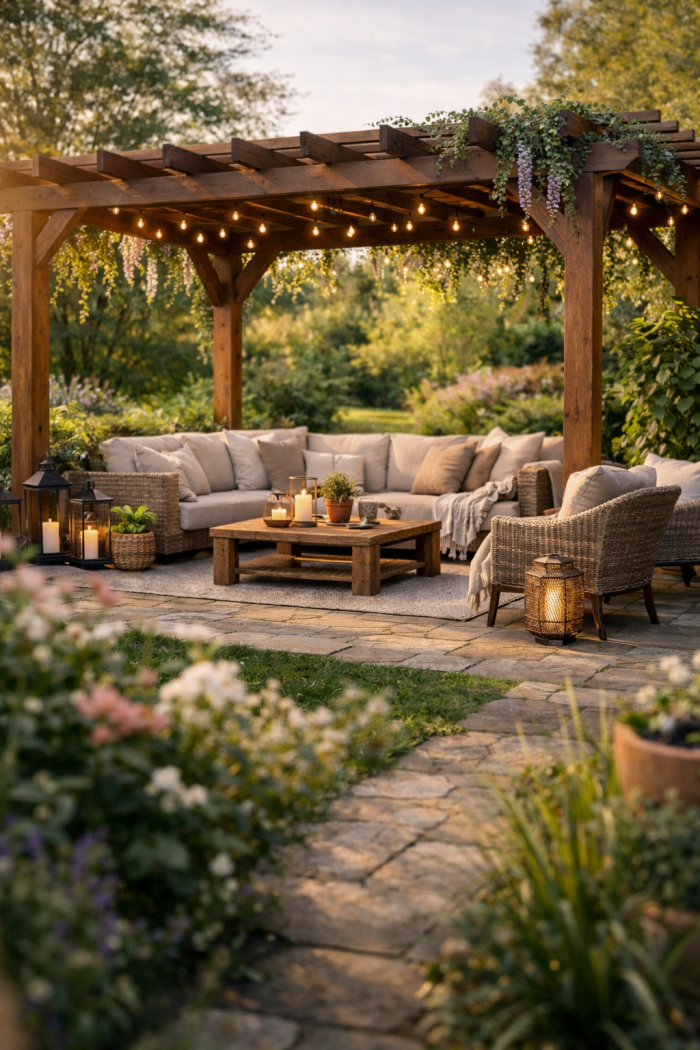 Platz 3 Terrasse mit Pergola als gemütliche Lounge-Oase im Garten