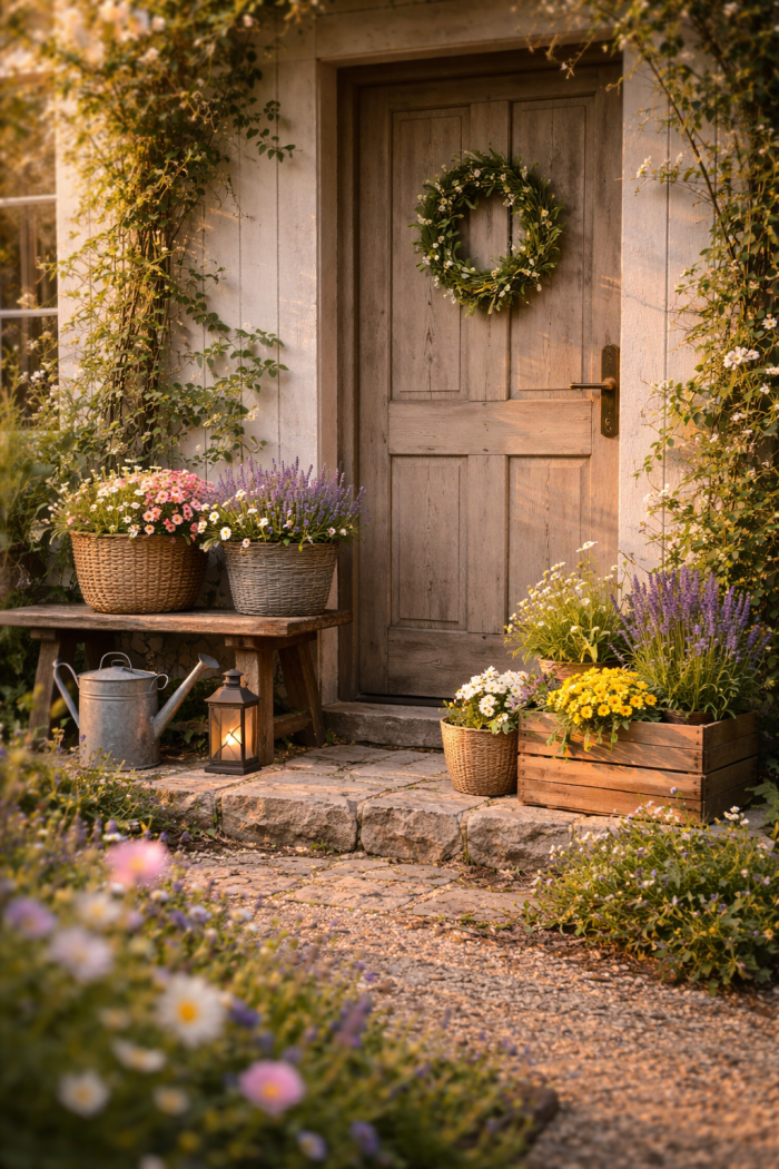 Platz 3 frühlingsbepflanzung hauseingang im natürlichen Landhausstil 