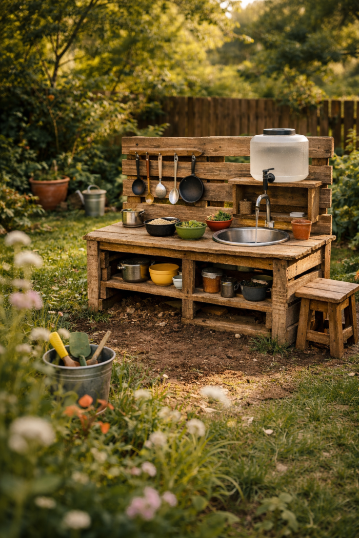 Platz 3 matschküche diy aus Holzpaletten