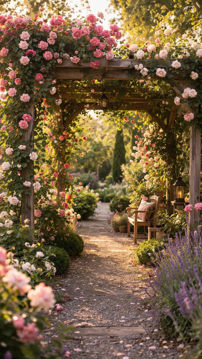 Platz 1 Kletterrosen Ideen für Pergola und romantische Gartenwege