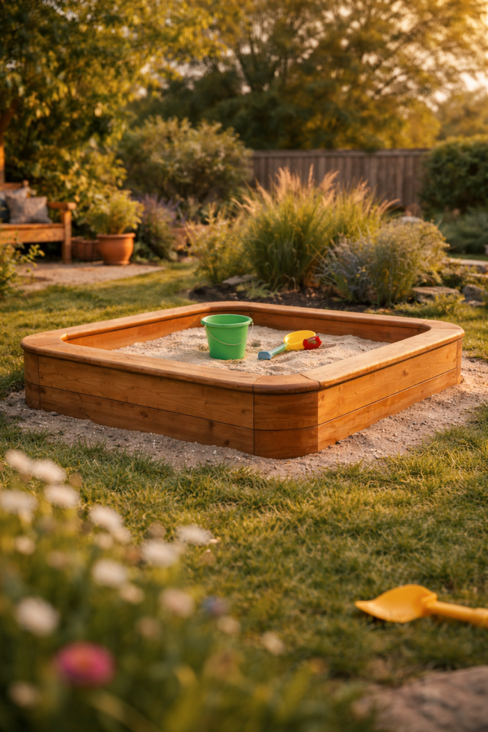 Platz 1 Natürliche Sandkasten Umrandung aus Holz