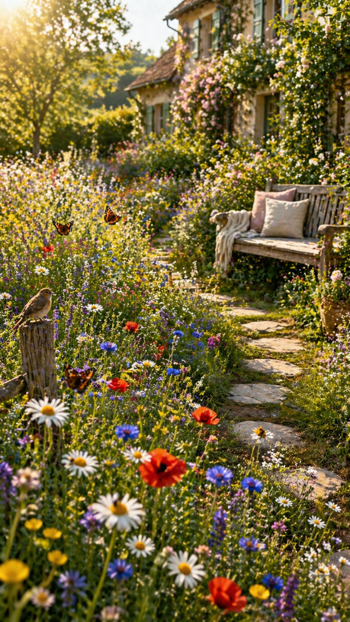 Platz 1 Naturnaher garten ideen mit Wildblumenwiese