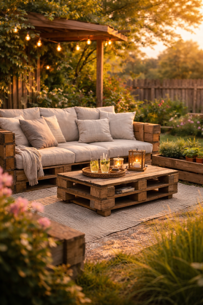 Platz 1 Palettenmöbel Garten Lounge für entspanntes Outdoor Living