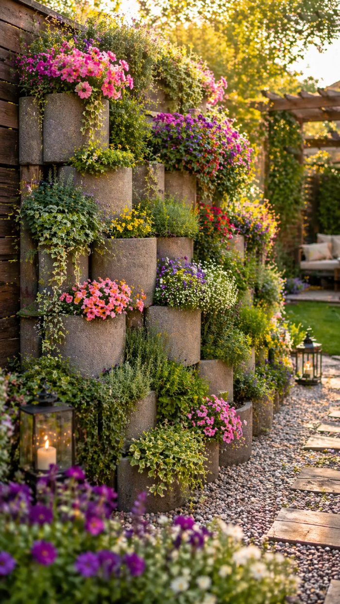 Platz 1 Vertikales Blumenparadies mit pflanzringe ideen garten