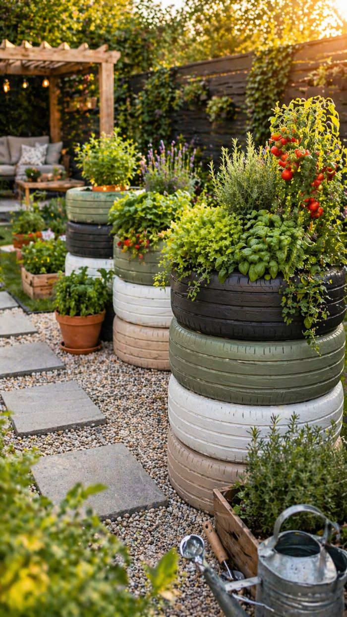 Platz 2 Autoreifen Garten als stylisches Hochbeet